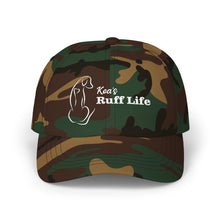 Load image into Gallery viewer, Camo "Ruff Life" Dad Cap — Embroidered Dog Silhouette Hat