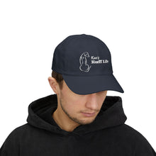 Load image into Gallery viewer, Camo "Ruff Life" Dad Cap — Embroidered Dog Silhouette Hat