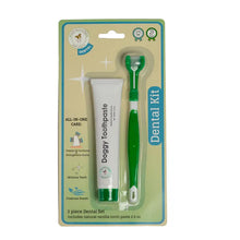 Load image into Gallery viewer, Triple Headed Dog Tooth Brush with Toothpaste-2pc Dental Kit