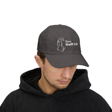 Load image into Gallery viewer, Camo "Ruff Life" Dad Cap — Embroidered Dog Silhouette Hat