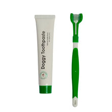 Load image into Gallery viewer, Triple Headed Dog Tooth Brush with Toothpaste-2pc Dental Kit