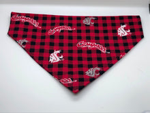 Load image into Gallery viewer, Koa's Ruff Life, Washington State Cougars Flannel Red Checker Dog Bandana