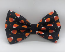Load image into Gallery viewer, Koa's Ruff Life, Halloween Candy Corn bow tie for dogs personalized with your pup's name
