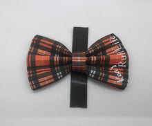 Load image into Gallery viewer, Koa's Ruff Life, fall orange and black plaid bow tie for dogs