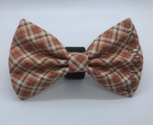 Load image into Gallery viewer, Koa's Ruff Life, fall orange and brown plaid bow tie for dogs