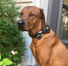 Load image into Gallery viewer, Koa's Ruff Life, Koa in a large New Orleans Saints bow tie