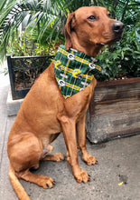 Load image into Gallery viewer, Koa's Ruff Life, Koa in a large NFL Green Bay Packers dog bandana personalized with your pup's name