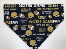 Load image into Gallery viewer, Koa's Ruff Life, Notre Dame Fighting Irish football over the collar bandana for dogs