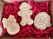 Load image into Gallery viewer, Koa's Ruff Life,  Christmas-themed cookies (Santa Claus, Christmas tree, gingerbread man/woman, reindeer, snowman), may be ordered in peanut butter, pumpkin or cheese