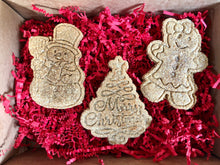 Load image into Gallery viewer, Koa's Ruff Life,  Christmas-themed cookies (Santa Claus, Christmas tree, gingerbread man/woman, reindeer, snowman), may be ordered in peanut butter, pumpkin or cheese