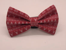 Load image into Gallery viewer, Koa's Ruff Life, fair isle deer red bow tie for dogs
