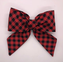 Load image into Gallery viewer, Koa's Ruff Life, large red buffalo plaid sailor bow for dogs