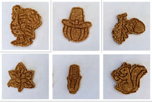 Load image into Gallery viewer, Koa's Ruff Life, Thanksgiving cookies (turkey, pumpkin, acorn, maple leaf, corn, squirrel) may be ordered in various flavors: peanut butter, pumpkin, cheese