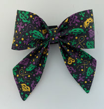 Load image into Gallery viewer, Koa's Ruff Life, Mardi Gras Masquerade Sailor bow for dogs