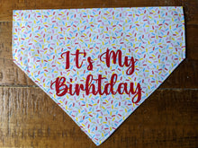 Load image into Gallery viewer, Koa's Ruff Life, "it's my birthday" sprinkle bandana