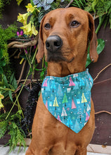 Load image into Gallery viewer, Koa's Ruff Life, Koa in a large Christmas tree bandana for dogs, personalized with your pup's name!