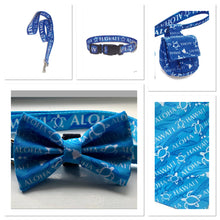 Load image into Gallery viewer, Koa's Ruff Life, the blue aloha honu collection: bow tie, leash, collar, waste bag holder. Bring the spirit of Hawaii to your town!Koa's Ruff Life, the blue aloha honu collection: bow tie, leash, collar, waste bag holder. Bring the spirit of Hawaii to your town!