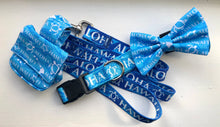 Load image into Gallery viewer, Koa's Ruff Life, the blue aloha honu collection: bow tie, leash, collar, waste bag holder. Bring the spirit of Hawaii to your town!Koa's Ruff Life, the blue aloha honu collection: bow tie, leash, collar, waste bag holder. Bring the spirit of Hawaii to your town!