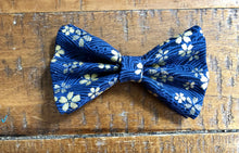 Load image into Gallery viewer, Koa's Ruff Life, the blue Japanese bow tie with cherry blossoms.