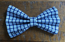 Load image into Gallery viewer, Koa's Ruff Life, the blue/white plaid bow tie.