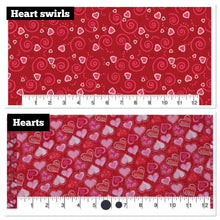 Load image into Gallery viewer, Koa's Ruff Life, red heart swirls and heart pattern.