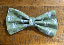 Load image into Gallery viewer, Koa's Ruff Life, the green squirrel bow tie. The perfect accessory for the squirrel enthusiast.