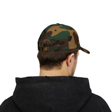 Load image into Gallery viewer, Camo "Ruff Life" Dad Cap — Embroidered Dog Silhouette Hat

