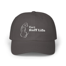 Load image into Gallery viewer, Camo "Ruff Life" Dad Cap — Embroidered Dog Silhouette Hat
