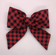 Load image into Gallery viewer, Koa&#39;s Ruff Life, large red buffalo plaid sailor bow for dogs

