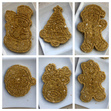 Load image into Gallery viewer, Koa&#39;s Ruff Life,  Christmas-themed cookies (Santa Claus, Christmas tree, gingerbread man/woman, reindeer, snowman), may be ordered in peanut butter, pumpkin or cheese
