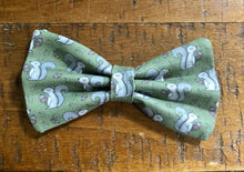 Load image into Gallery viewer, Koa&#39;s Ruff Life, the green squirrel bow tie. The perfect accessory for the squirrel enthusiast.
